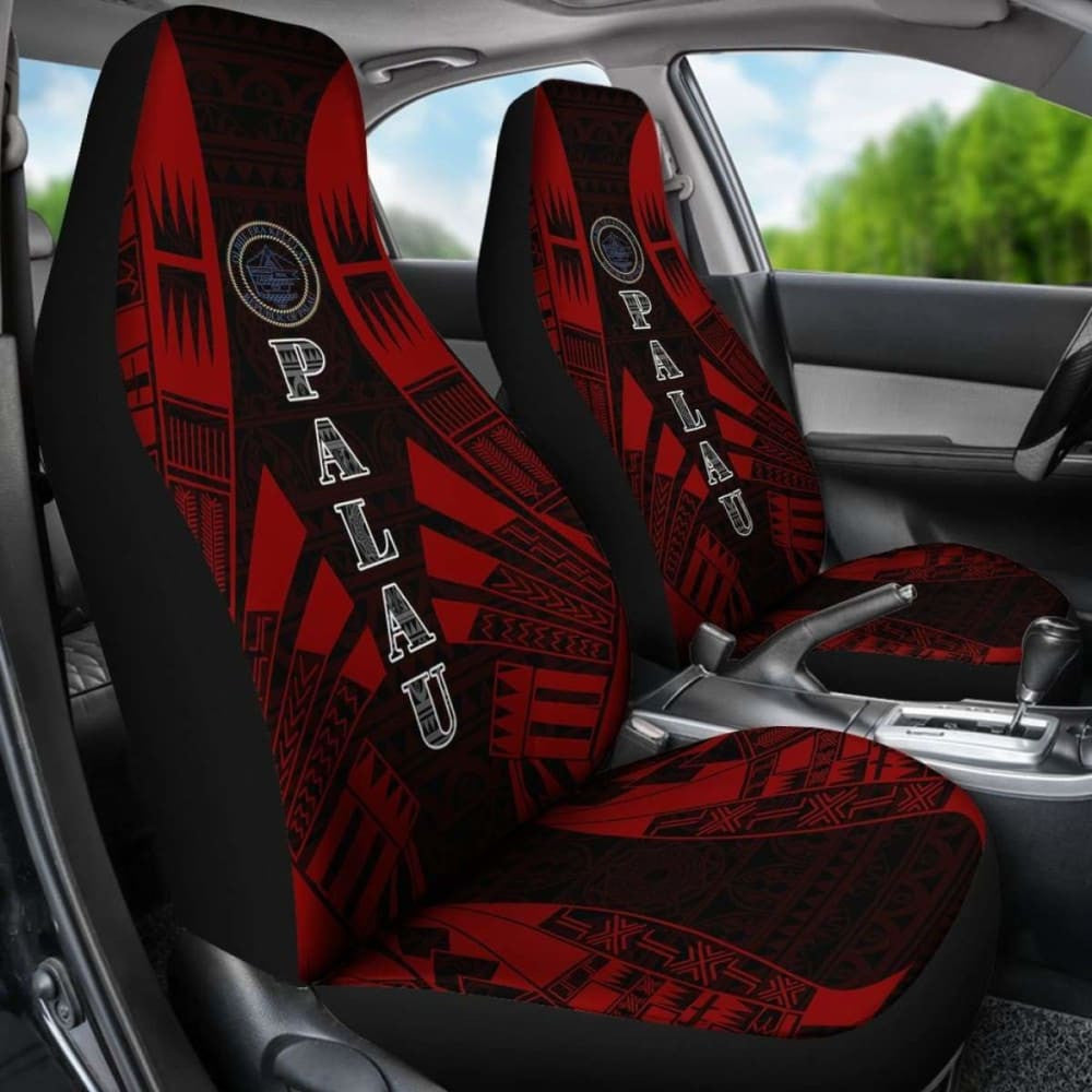 Palau Car Seat Covers - Palau Seal Polynesian Tattoo Red -