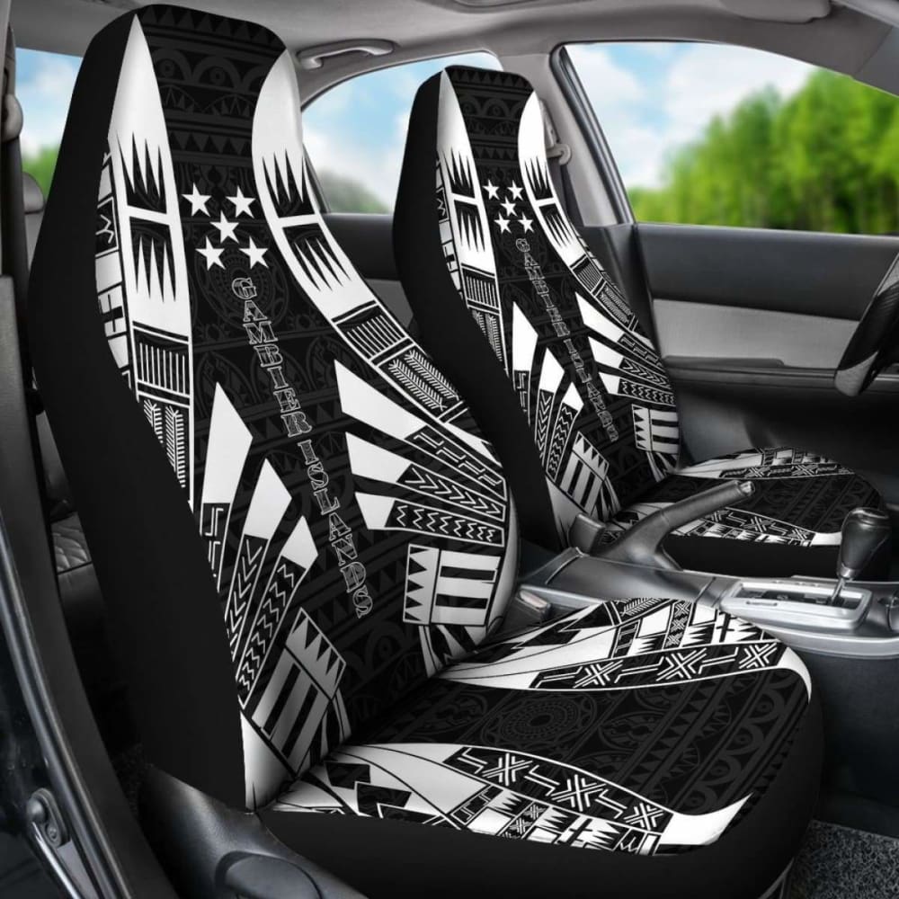 Gambier Islands Car Seat Covers - Polynesian Tattoo Black -