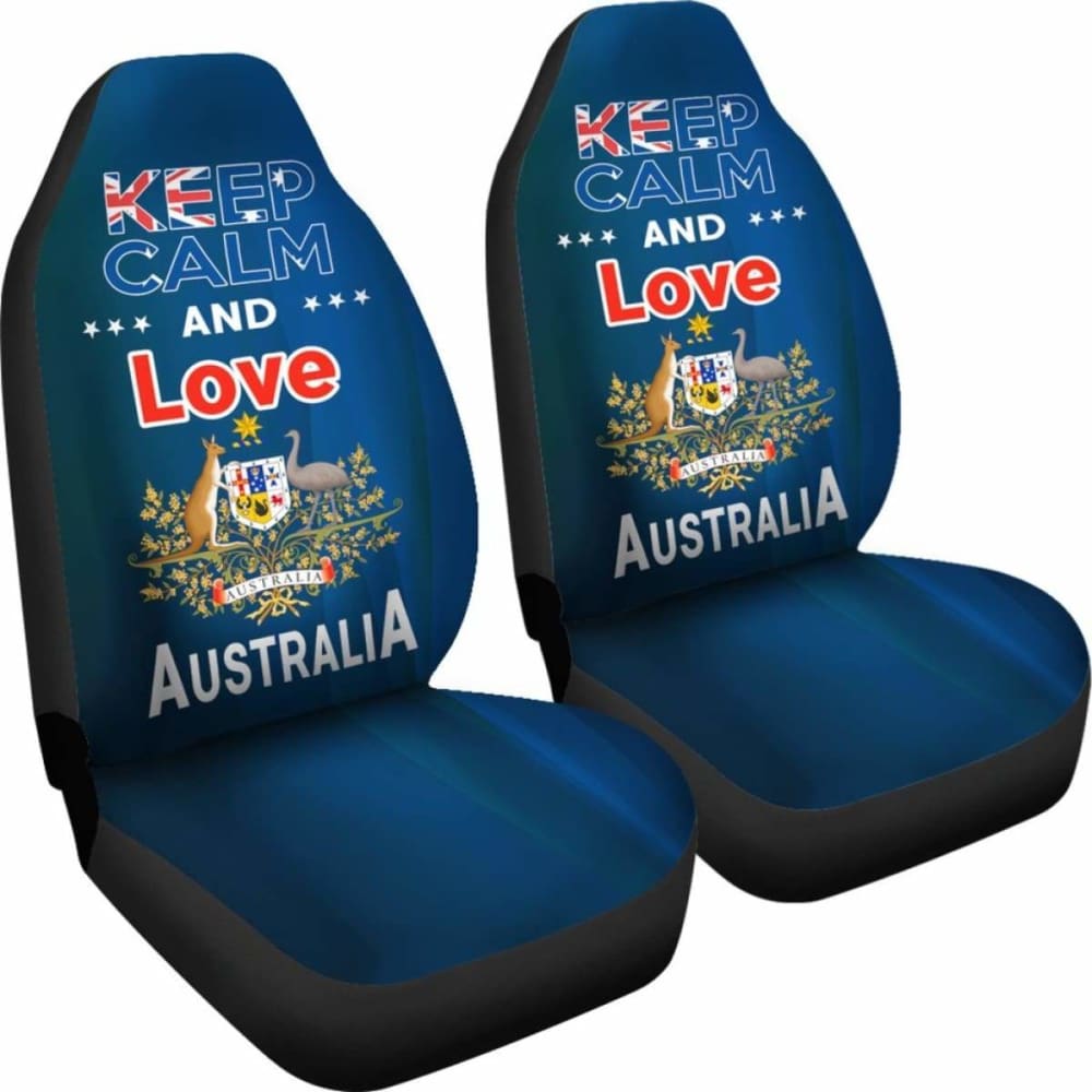 Keep Calm And Love Australia Car Seat Covers Version Blue
