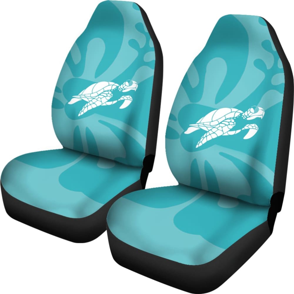Watercolor Turtle And Hibiscus Car Seat Covers