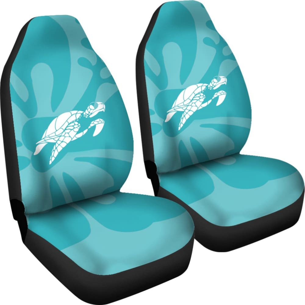 Watercolor Turtle And Hibiscus Car Seat Covers