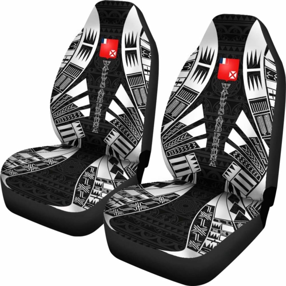 Wallis And Futuna Car Seat Covers - Wallis And Futuna Coat Of Arms Polynesian Tattoo Black -