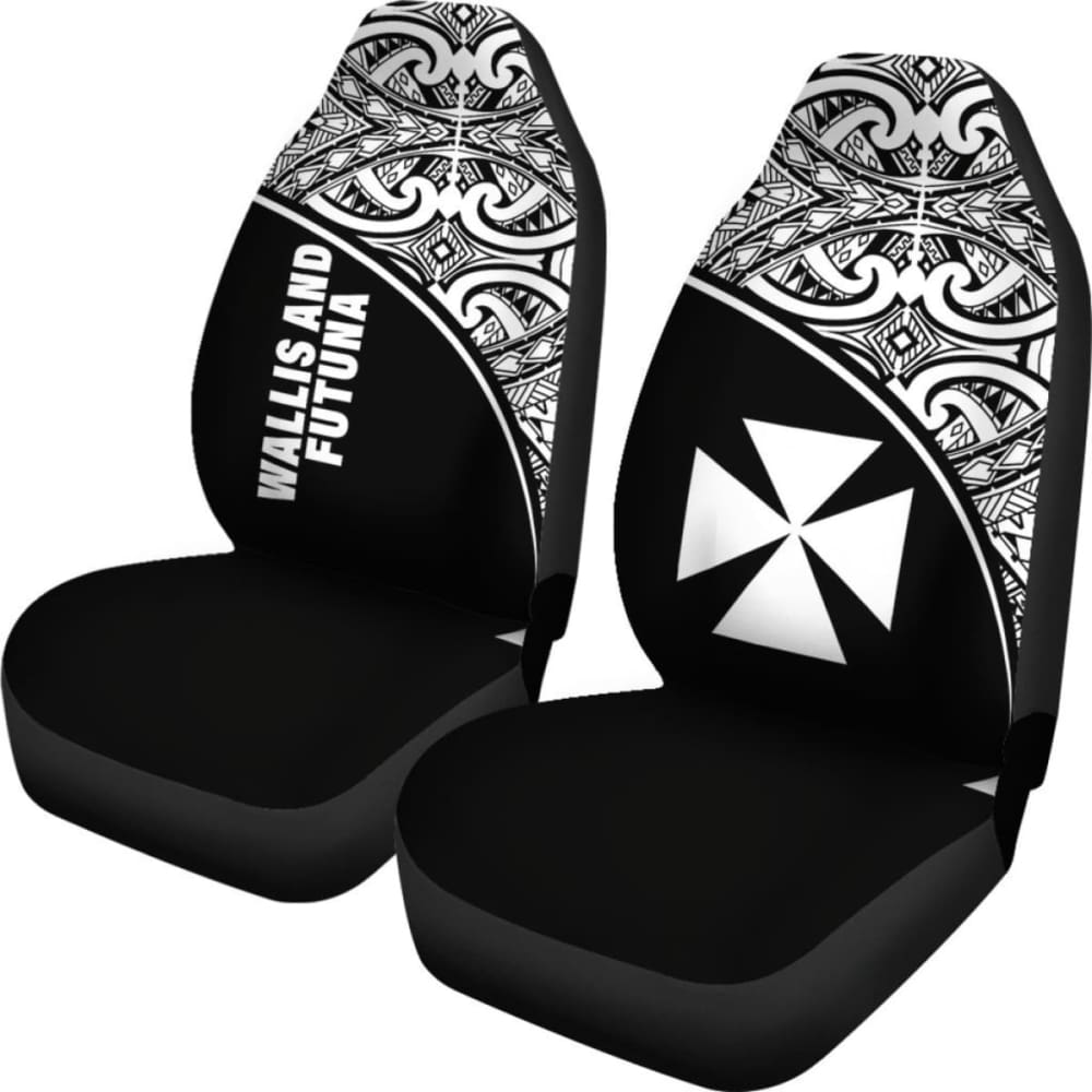 Wallis And Futuna Polynesian Car Seat Covers - Black Curve -