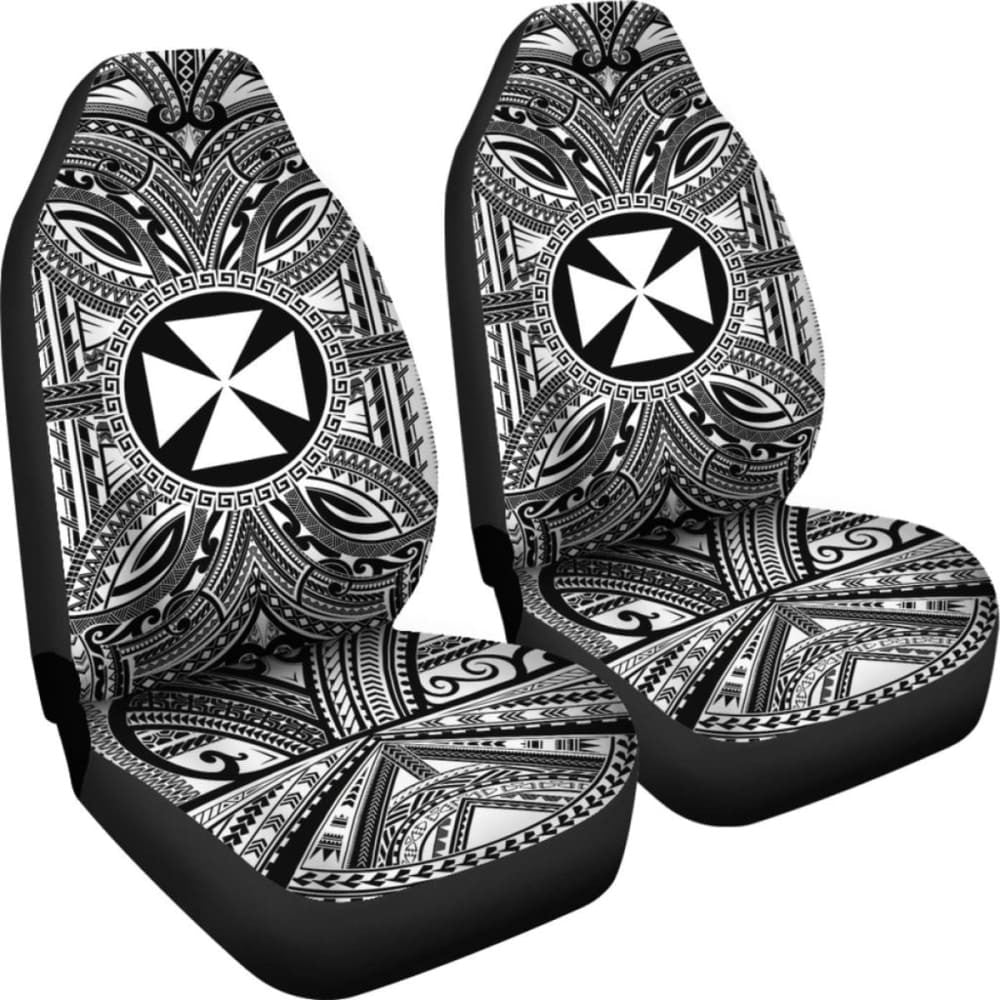 Wallis And Futuna Car Seat Cover - Wallis And Futuna Coat Of Arms Polynesian White Black