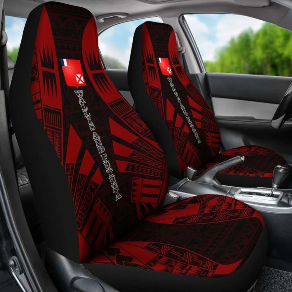 Wallis And Futuna Car Seat Covers - Wallis And Futuna Coat Of Arms Polynesian Tattoo Red -