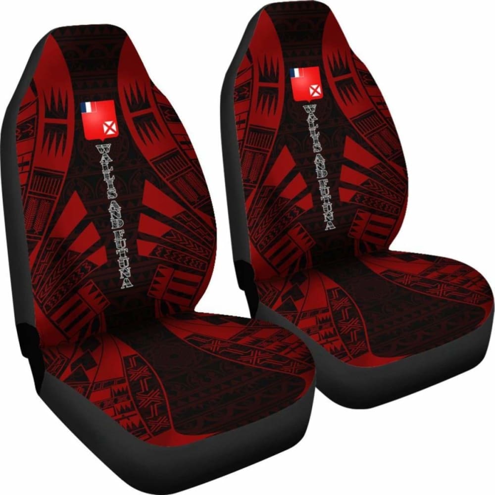 Wallis And Futuna Car Seat Covers - Wallis And Futuna Coat Of Arms Polynesian Tattoo Red -