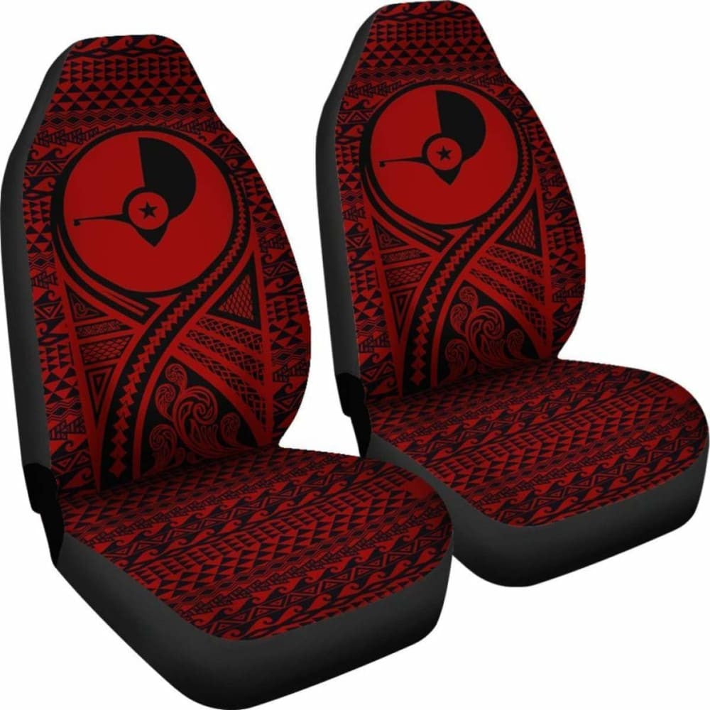 Yap Car Seat Cover - Yap Flag Polynesian Tattoo Red -
