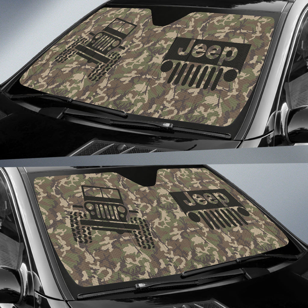Jeep Offroad Car Auto Sun Shades Camouflage Woodland