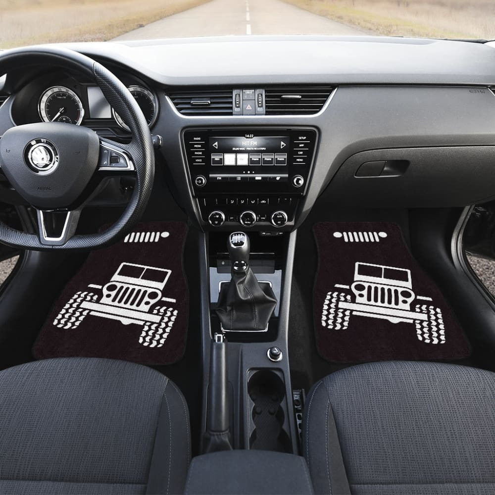 Jeep Offroad Wobble White Black Car Floor Mats Custom