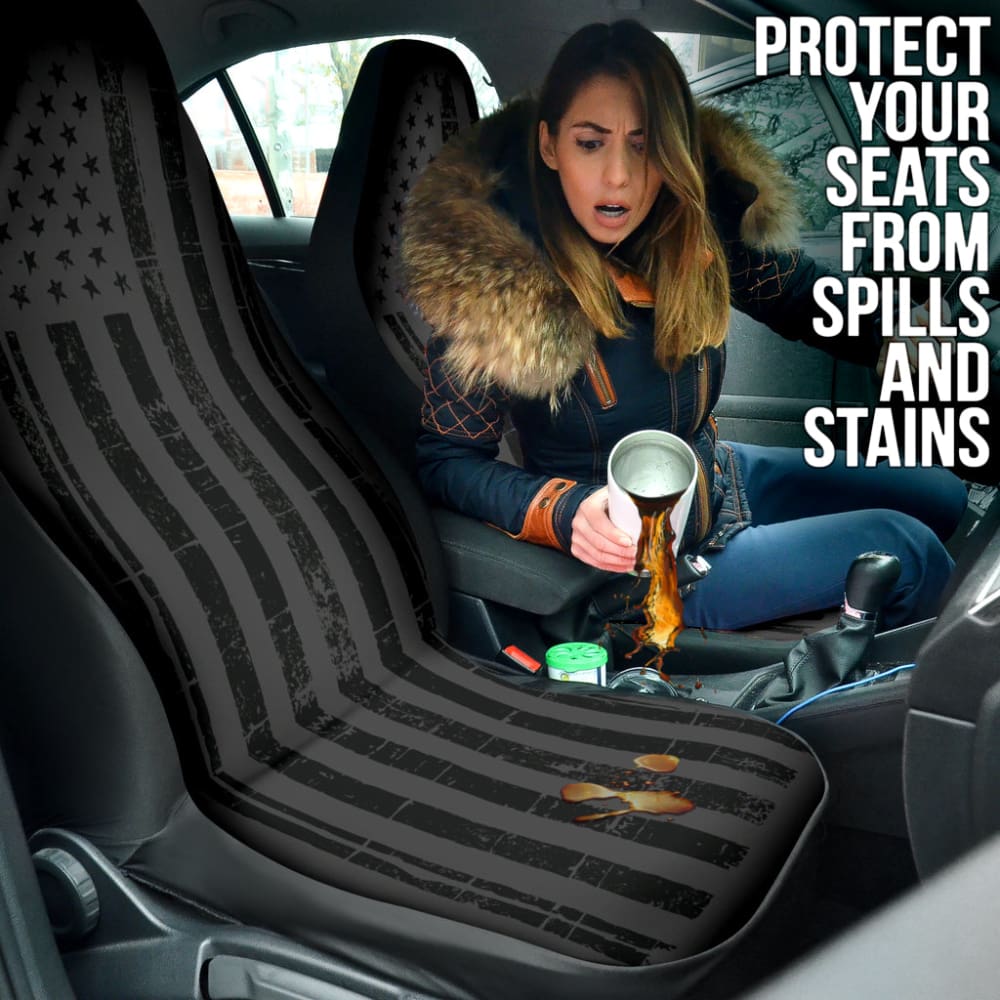 Black USA American Flag Car Seat Covers