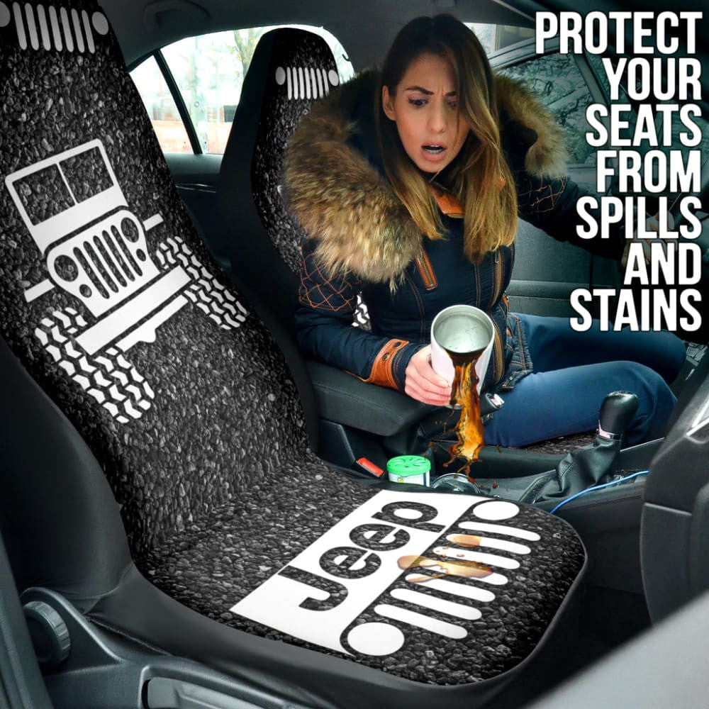 Amazing Jeep Offroad Gray White Asphalt Car Seat Covers Custom