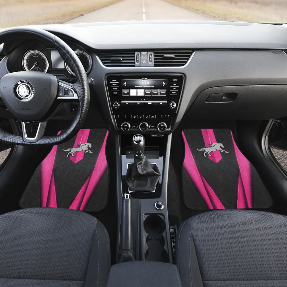 Amazing Dark Pink Horse Mustang Custom Metallic Style Printed Car Floor Mats