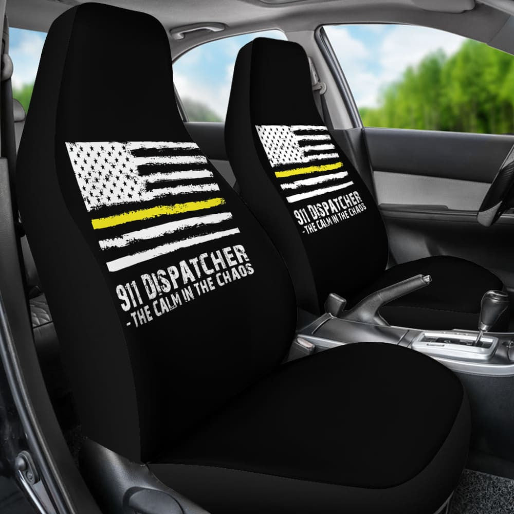 The Calm Voice In The Chaos Dispatchers Thin Yellow Line Car Seat Covers