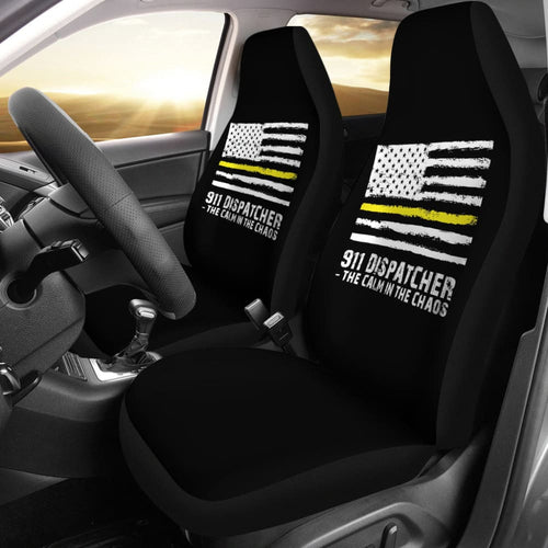 The Calm Voice In The Chaos Dispatchers Thin Yellow Line Car Seat Covers