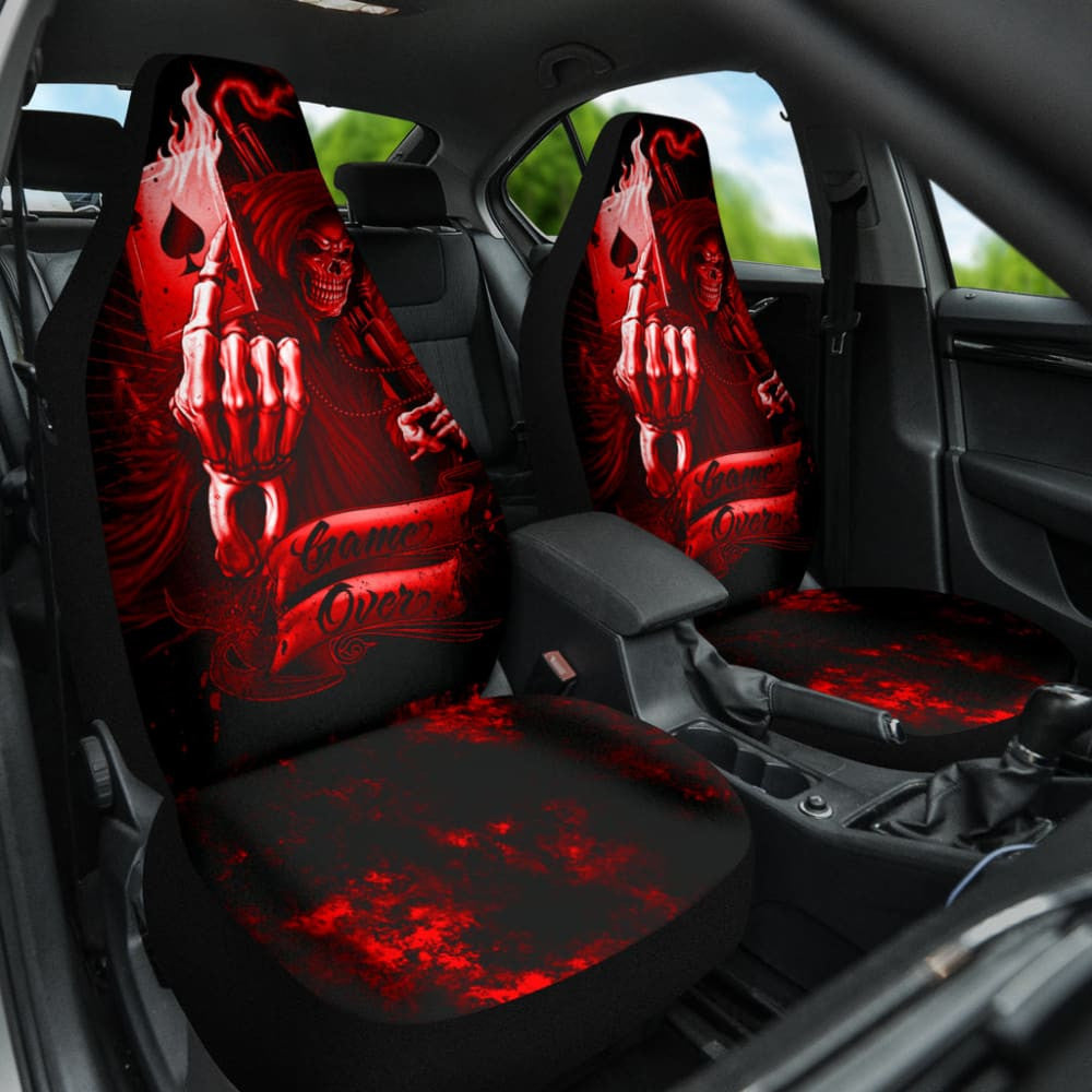 Fire Game Over Gothic Skull Grim Reaper Car Seat Covers