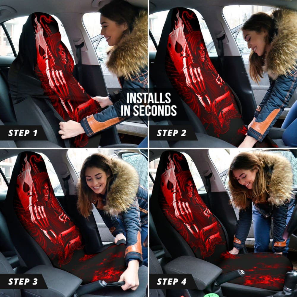 Fire Game Over Gothic Skull Grim Reaper Car Seat Covers