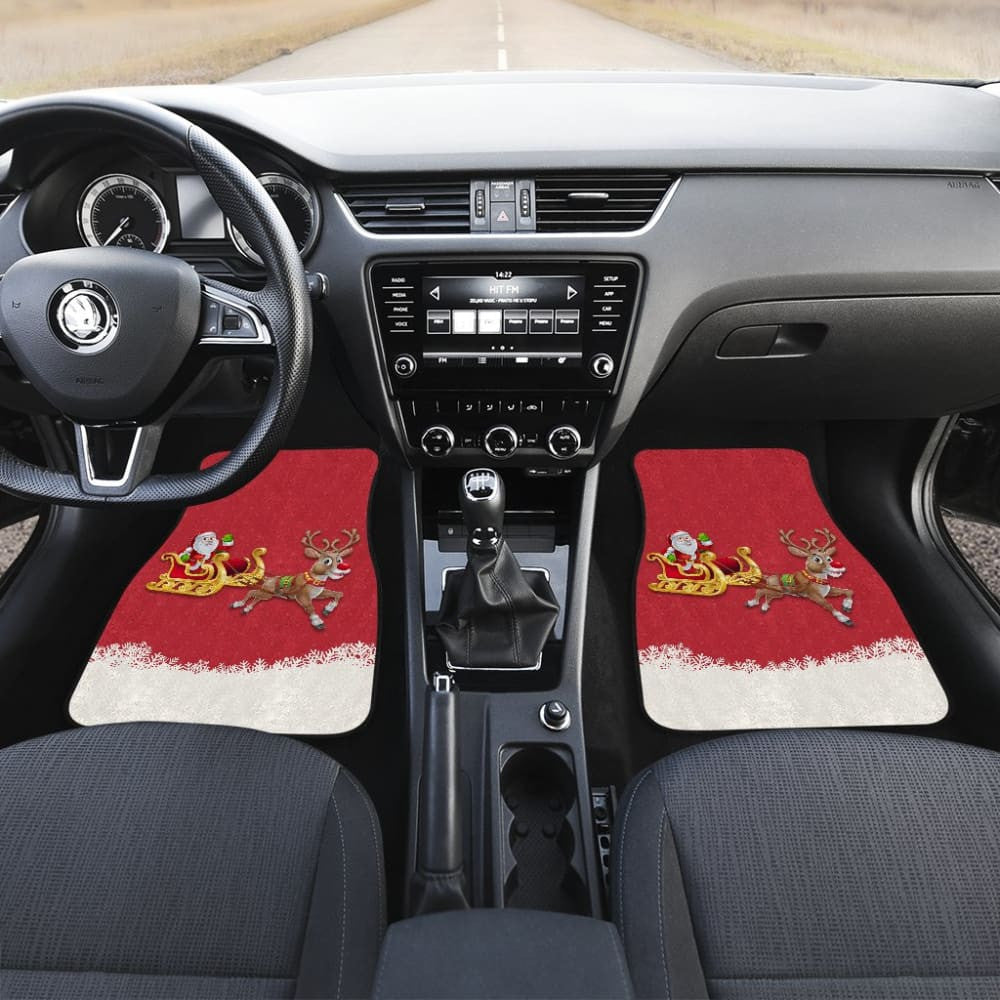 Red Nose Reindeer And Santa Claus Car Floor Mats