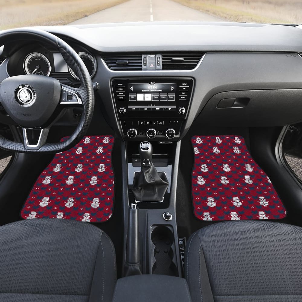 Amazing Blue Red Ugly Christmas Snowman Pattern Car Floor Mats
