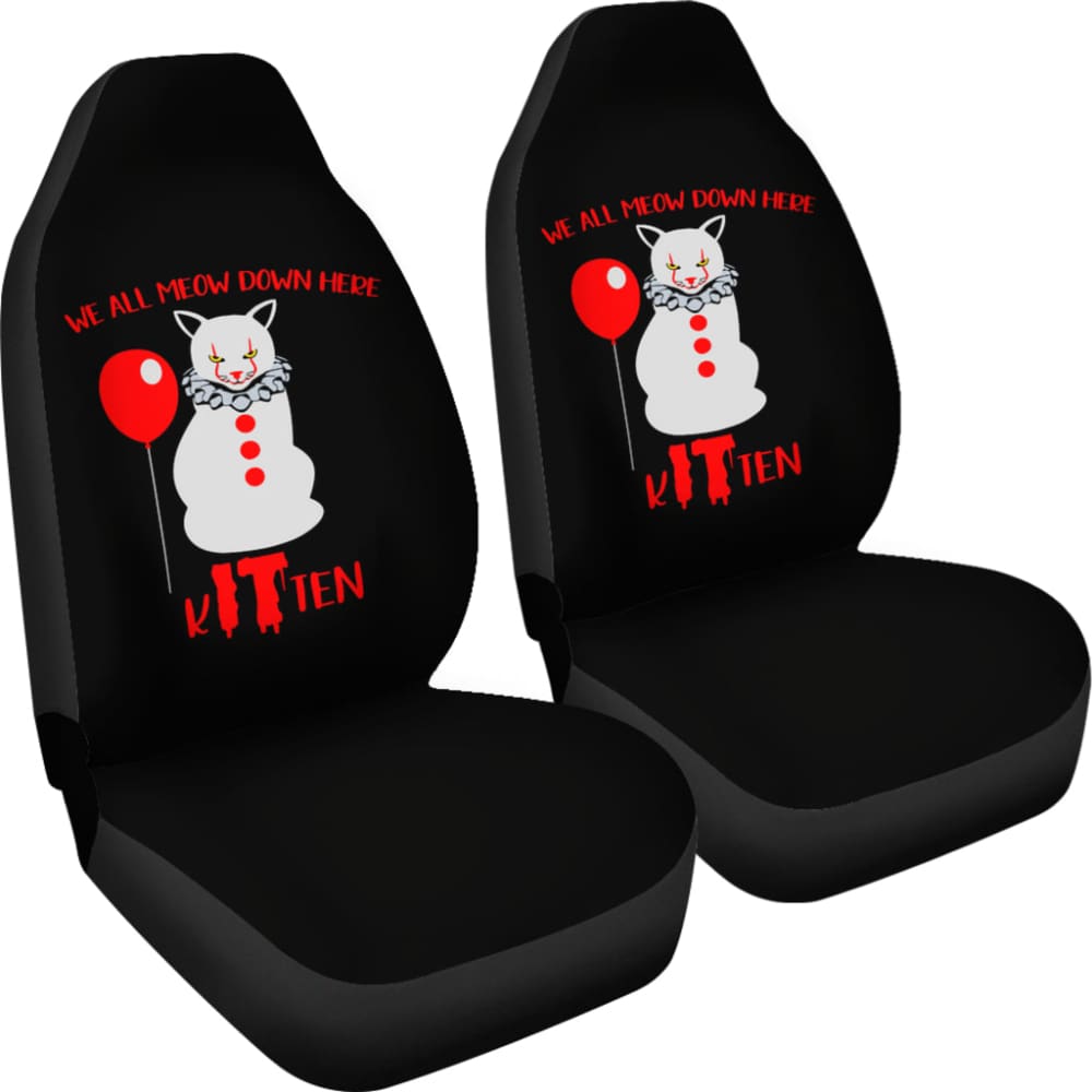 We All Meow Down Here Clown Cat KITten Pennywise Car Seat Covers