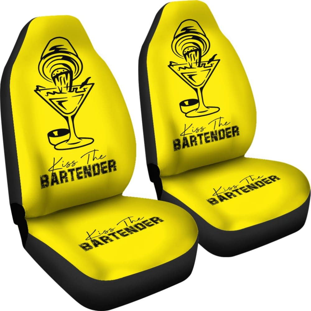 Yellow Kiss The Bartender Custom Grunge Style Car Seat Covers