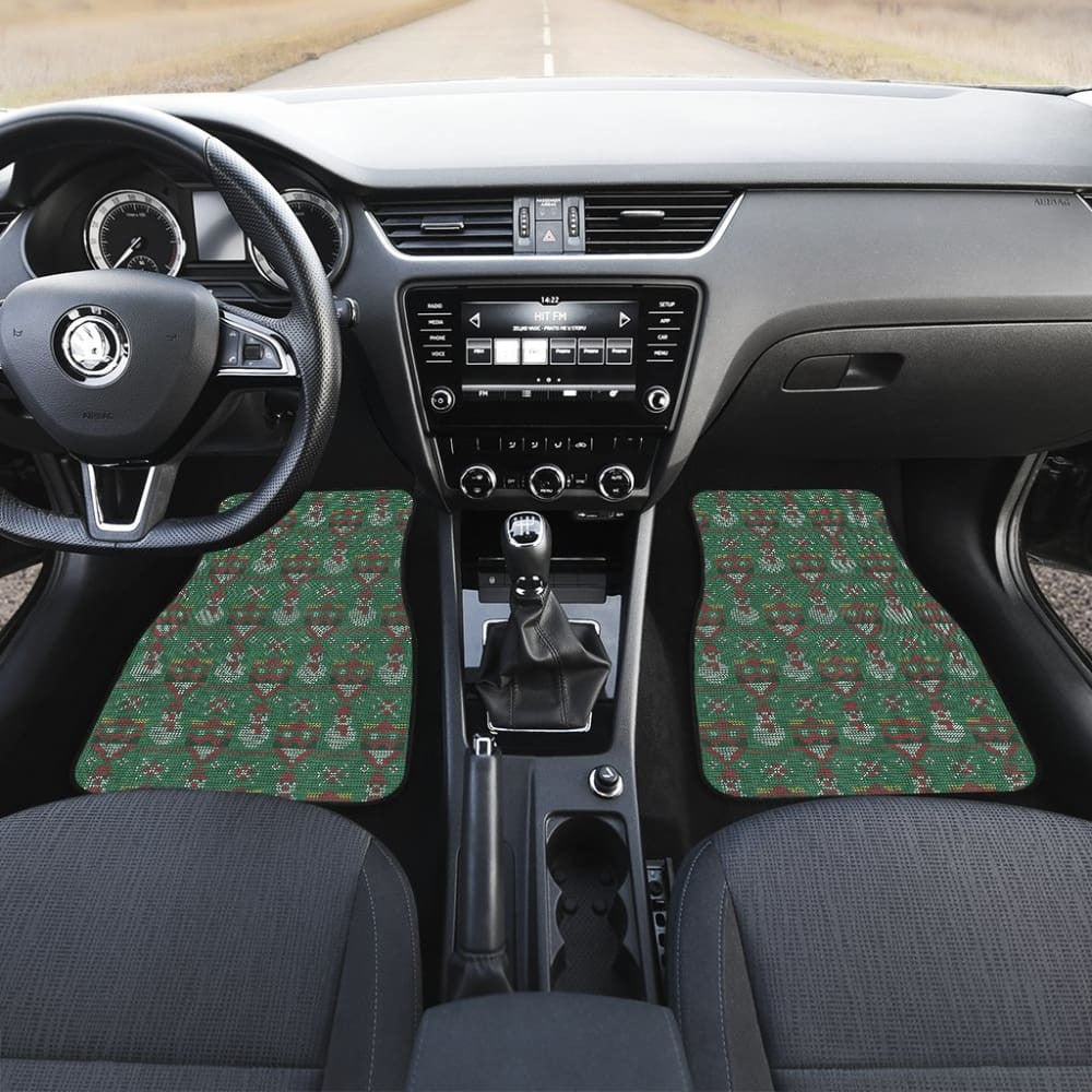 Amazing Green Ugly Christmas Snowman Pattern Car Floor Mats