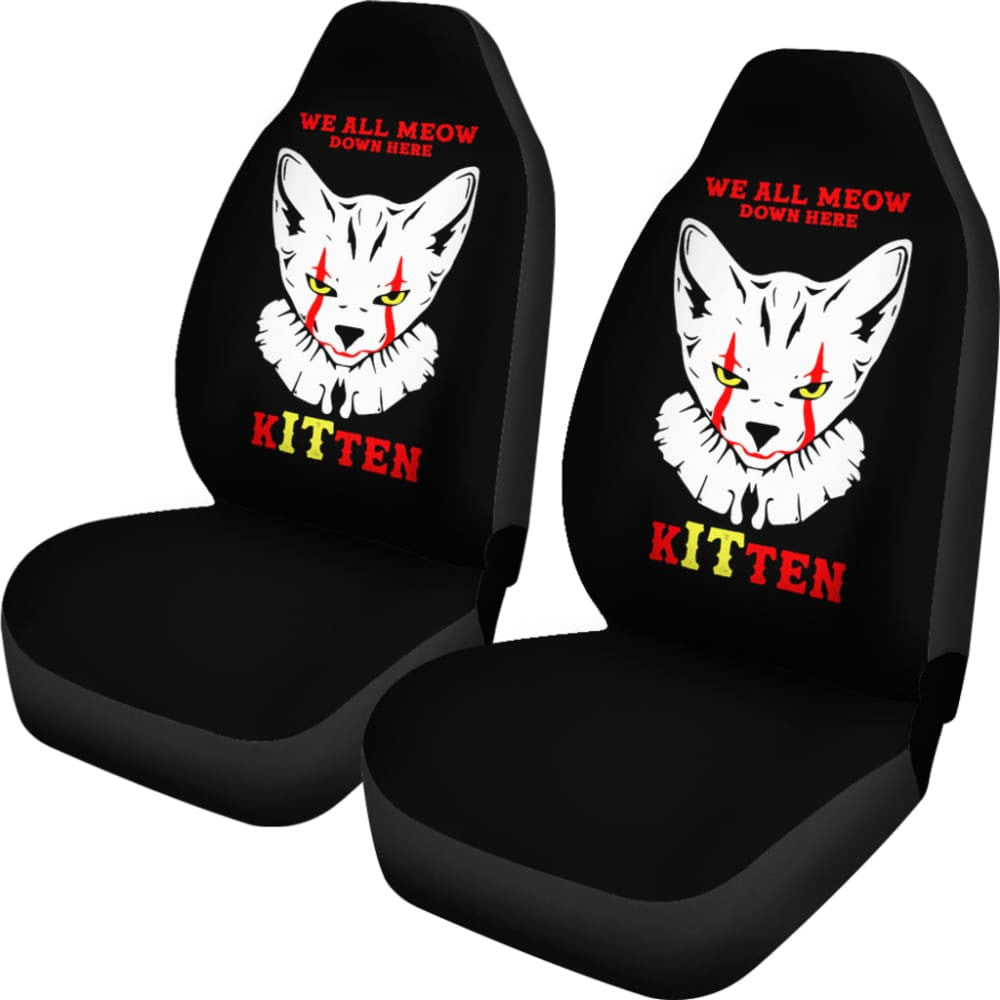 We All Meow Down Here Clown Cat KITten Halloween Pennywise Car Seat Covers