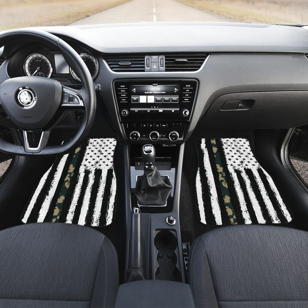 Amazing Green American Flag Black And White Car Floor Mats