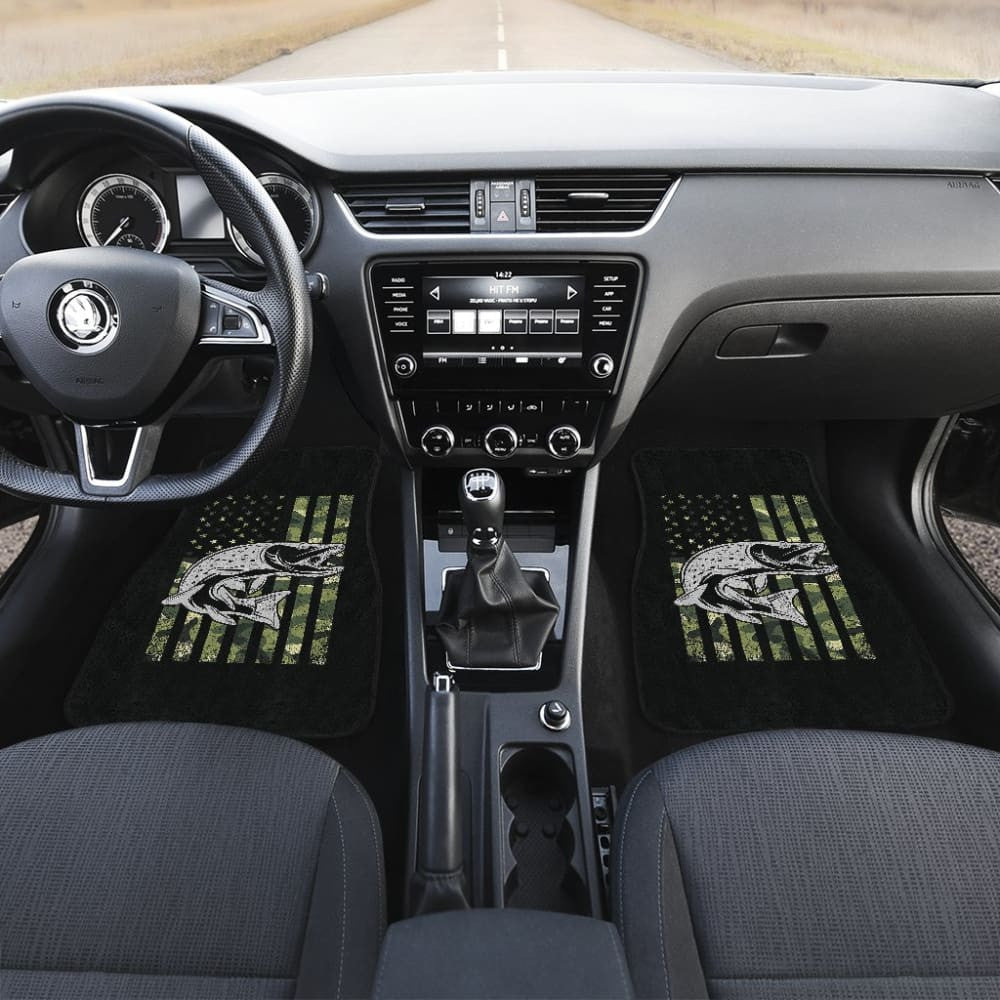 Amazing Trout Fish Custom Green American Flag Car Floor Mats