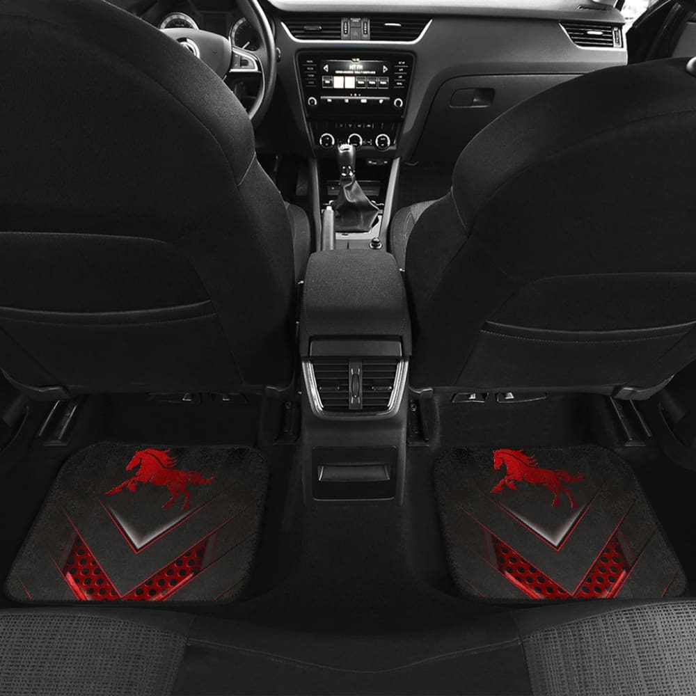 Amazing Red Horse Metallic Custom Style Printed Car Floor Mats