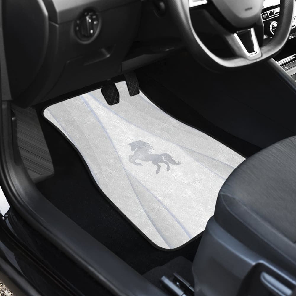 Shine Silver Horse Mustang Metallic Style Printed Amazing Gift Ideas Car Floor Mats