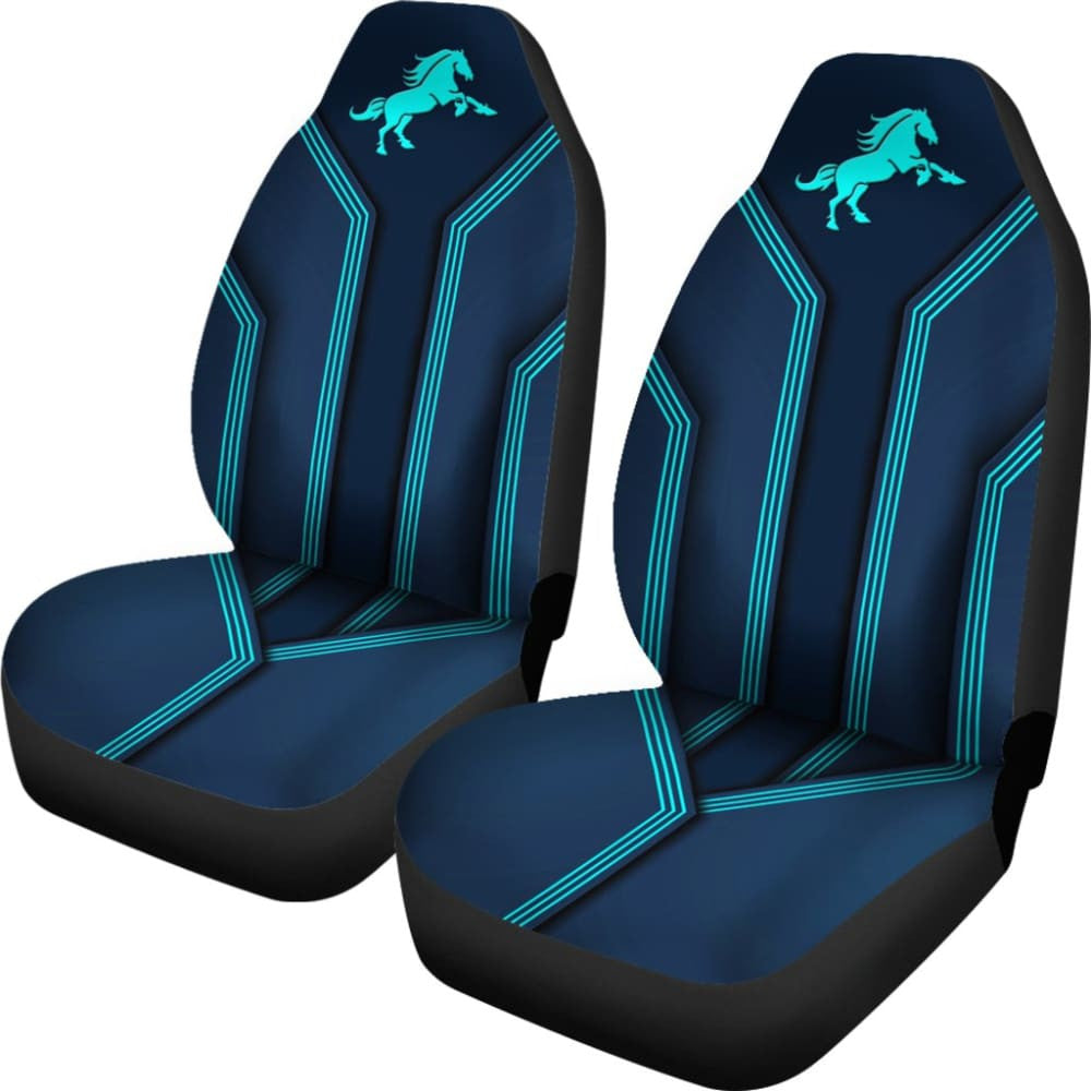 Amazing Turquoise Horse Mustang Custom Metallic Style Printed Car Seat Covers