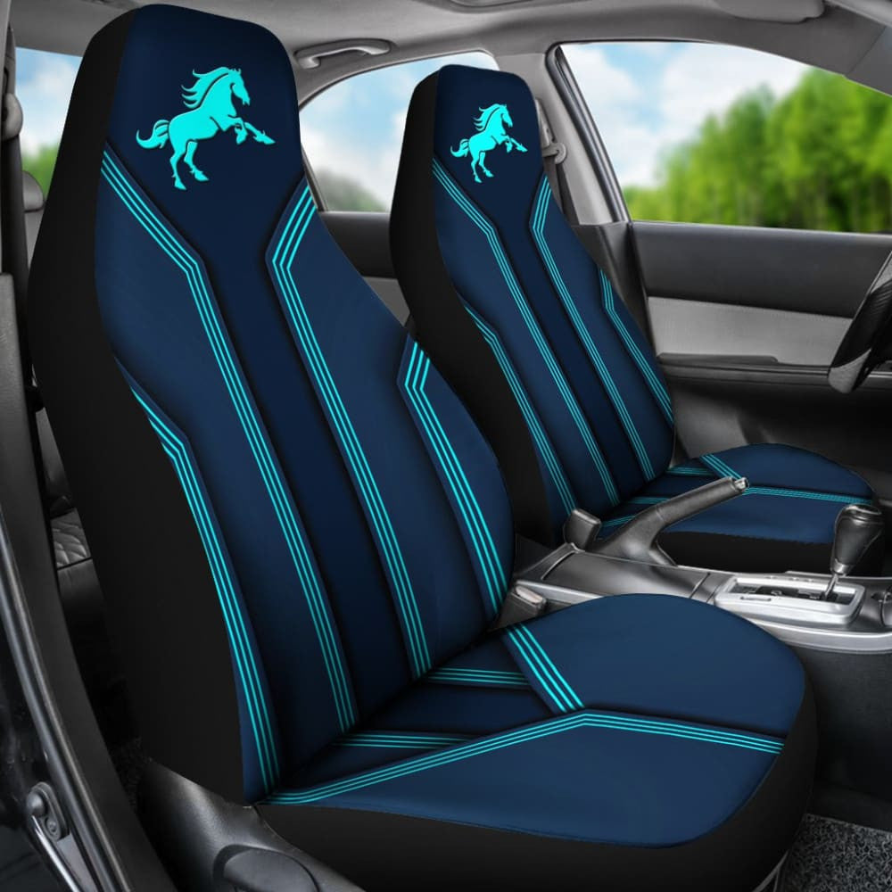 Amazing Turquoise Horse Mustang Custom Metallic Style Printed Car Seat Covers