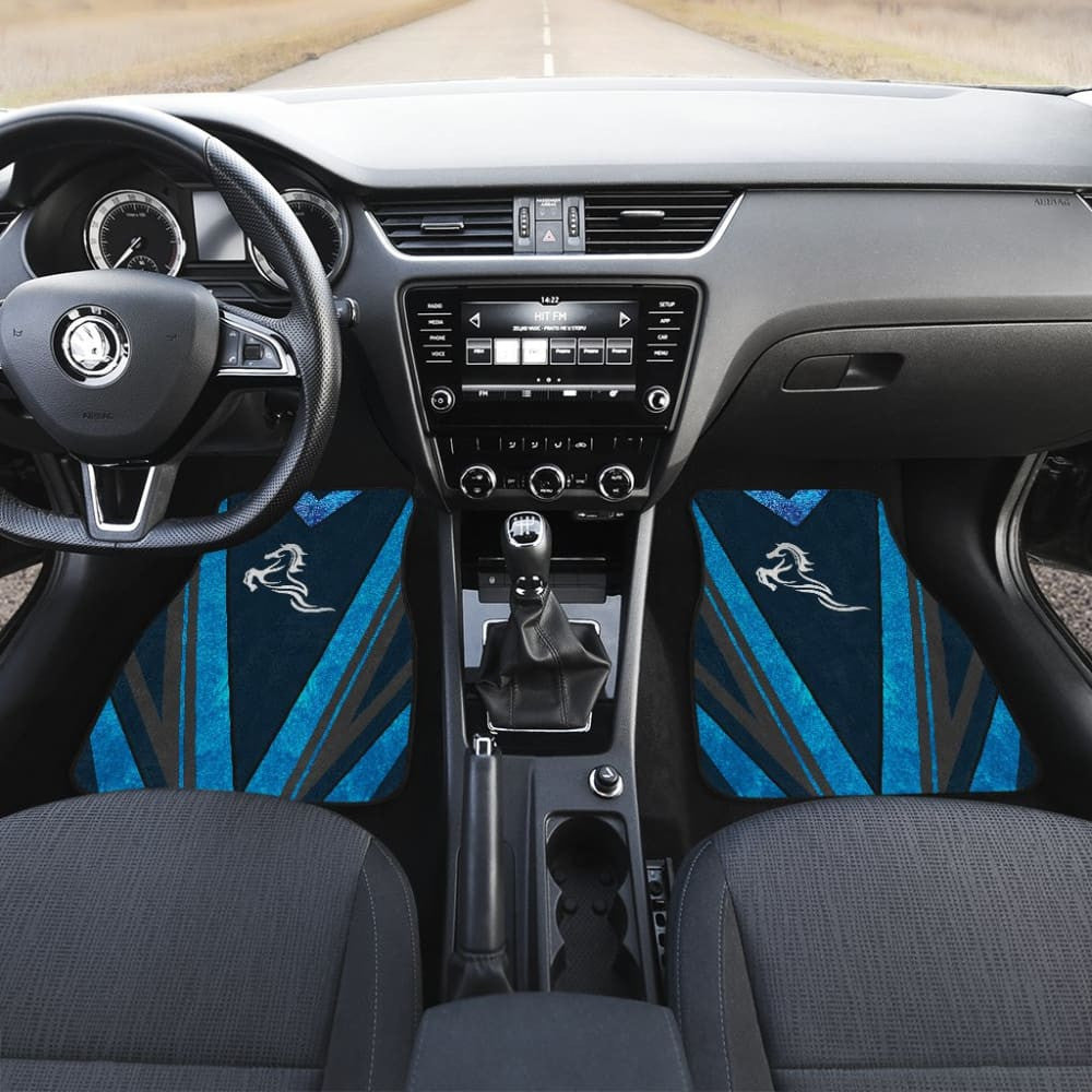 Amazing Blue Horse Mustang Metallic Style Printed Car Accessories Car Floor Mats