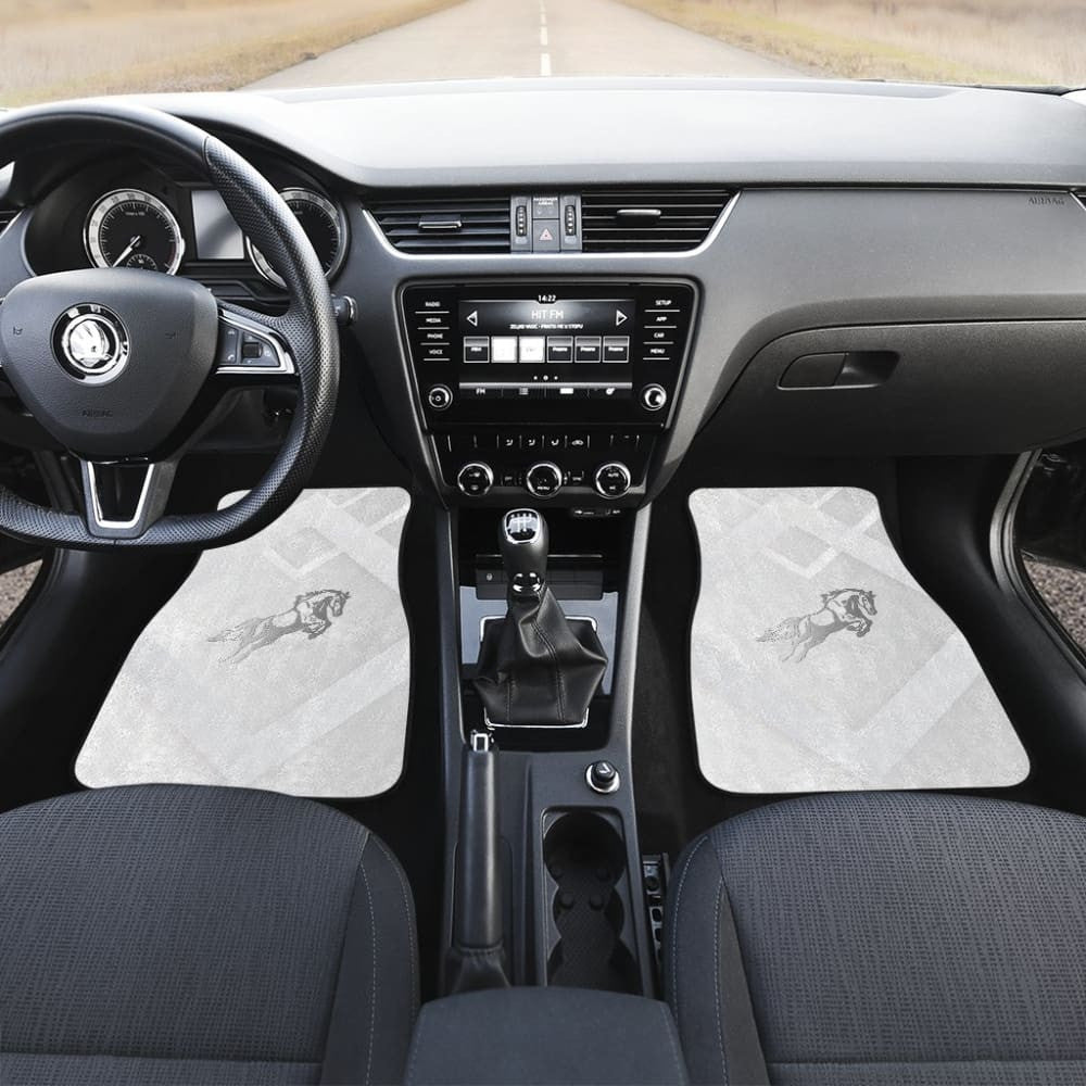 Amazing Shine Silver Horse Mustang Custom Metallic Style Printed Car Floor Mats