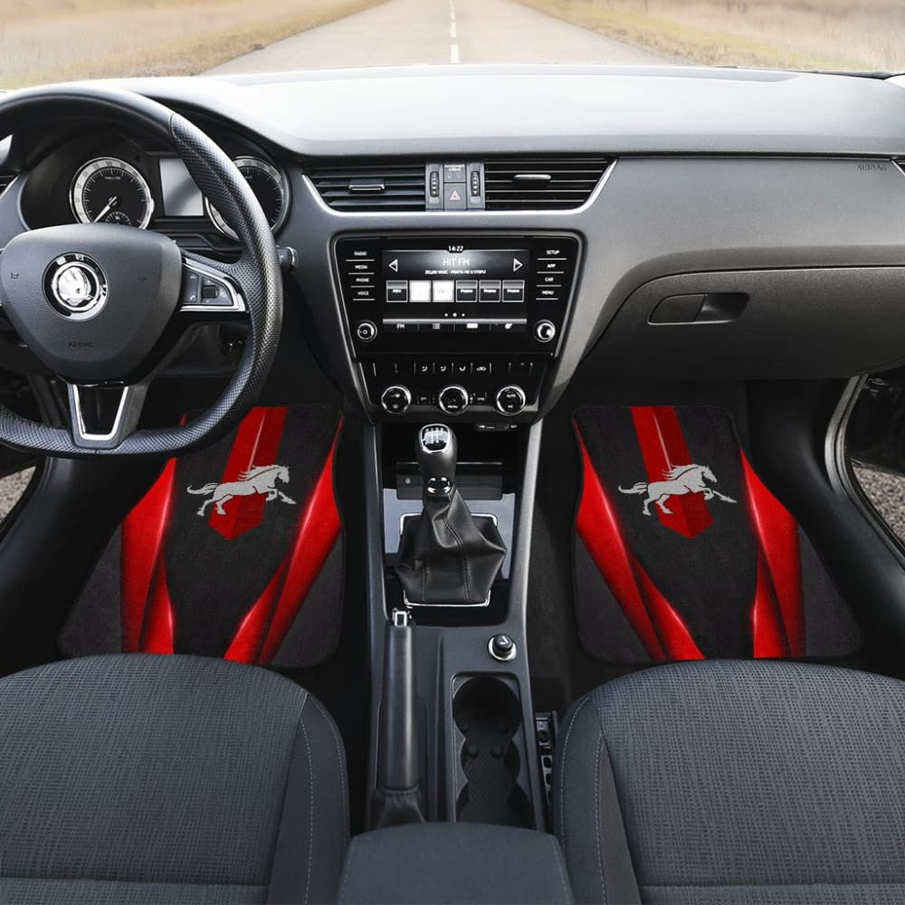 Amazing Dark Red Horse Mustang Custom Metallic Style Printed Car Floor Mats