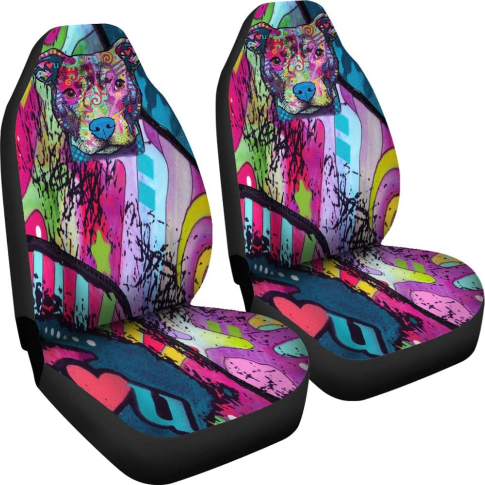 Pit Bull Design Car Seat Covers Colorful Back
