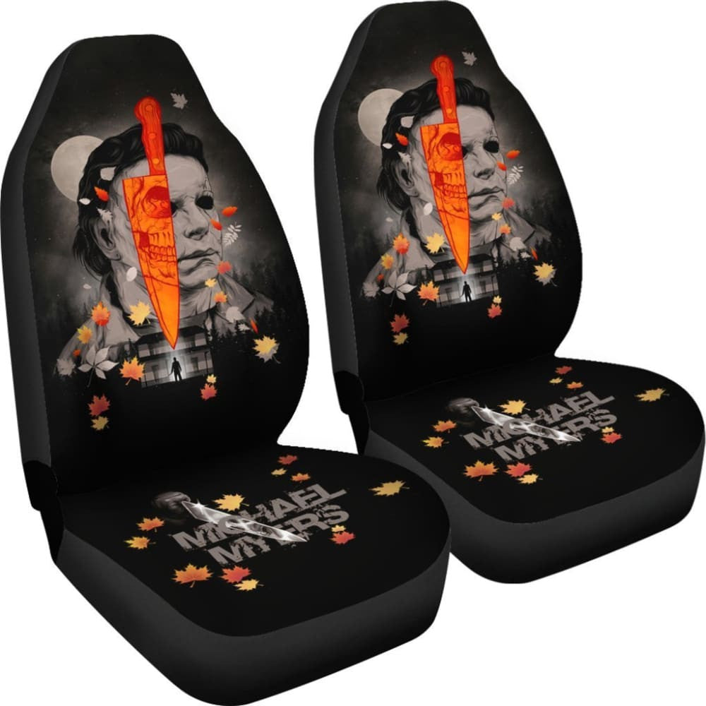 Horror Movie Car Seat Covers | Michael Myers Skull Maple Leaf Falling Seat Covers