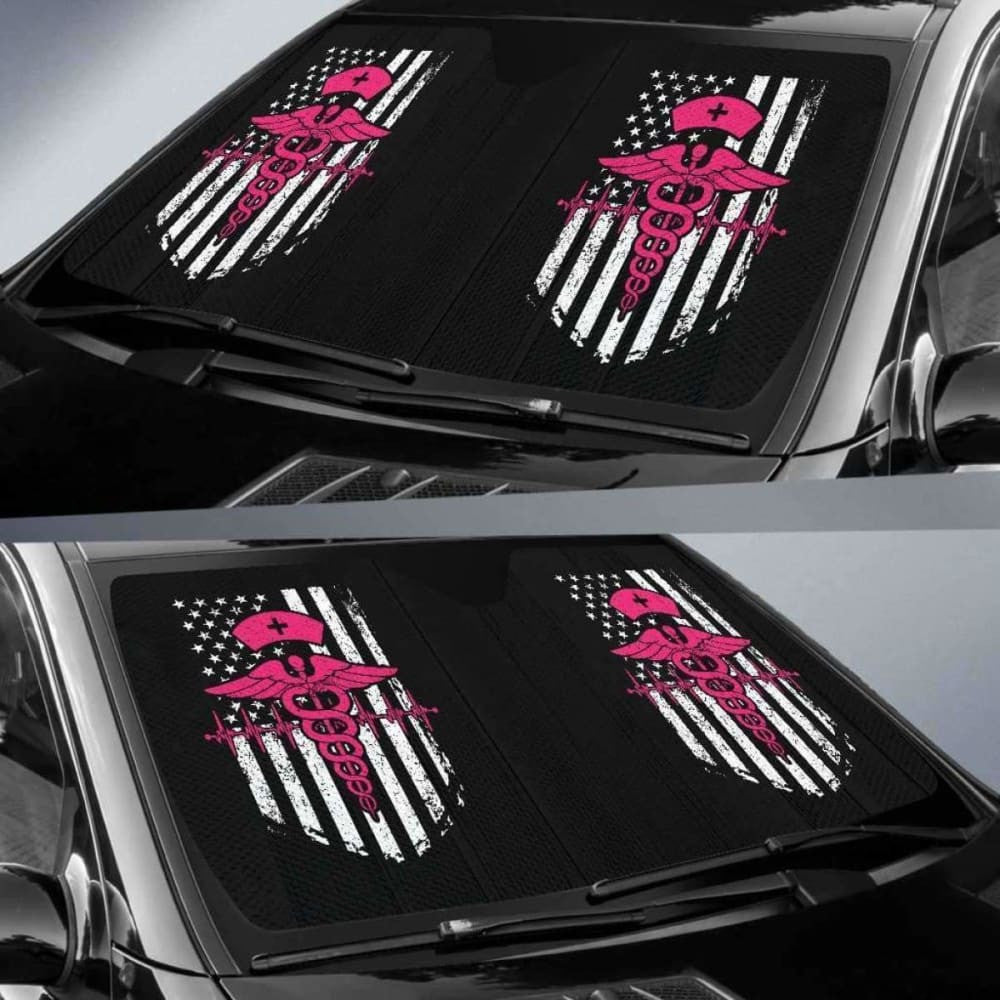 Nurse Flag Pink Symbol Auto Sun Car Shades