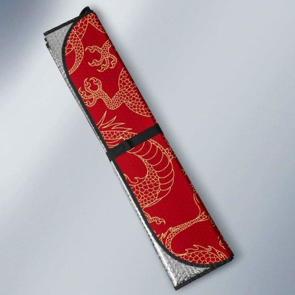 Gold Dragons Red Background Car Auto Sun Shades