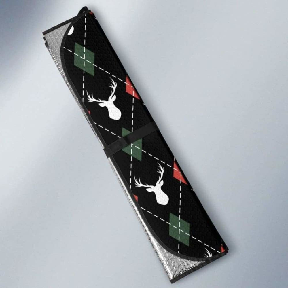 Deer Christmas New Year Pattern Argyle Car Auto Sun Shades