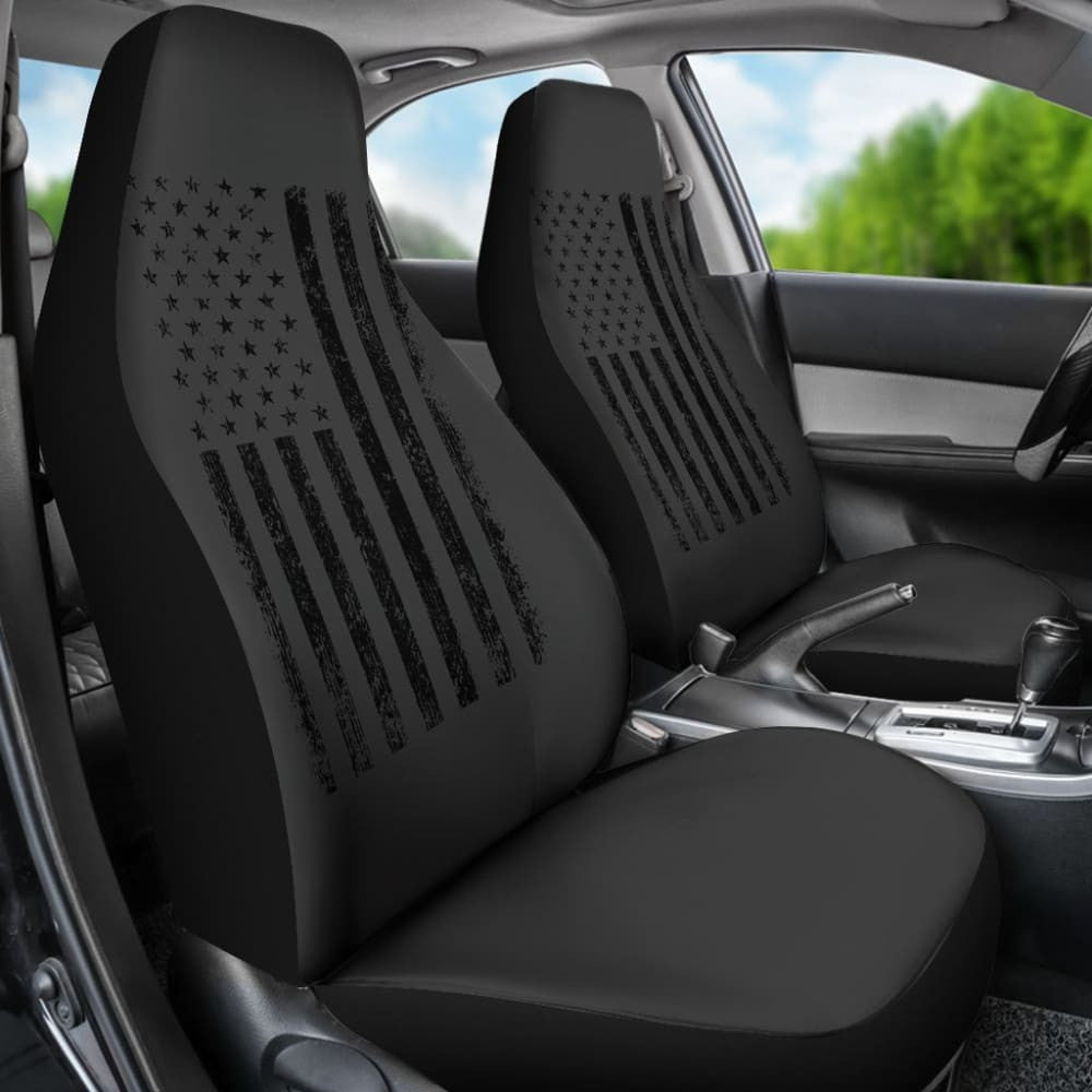American Flag Patriotic on Black Design Car Seat Covers