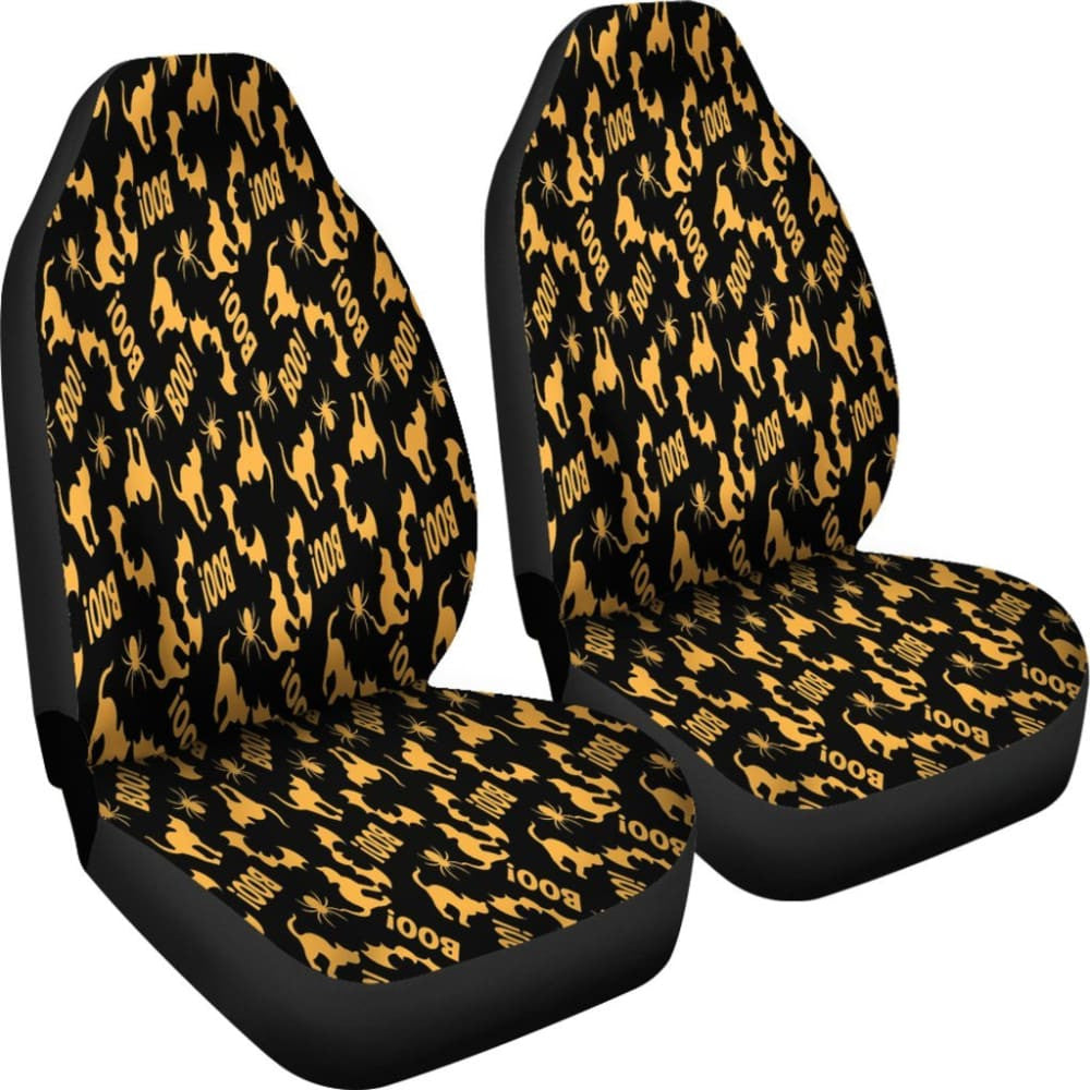 Trick Or Treat Black Orange Cat Boo Car Seat Covers