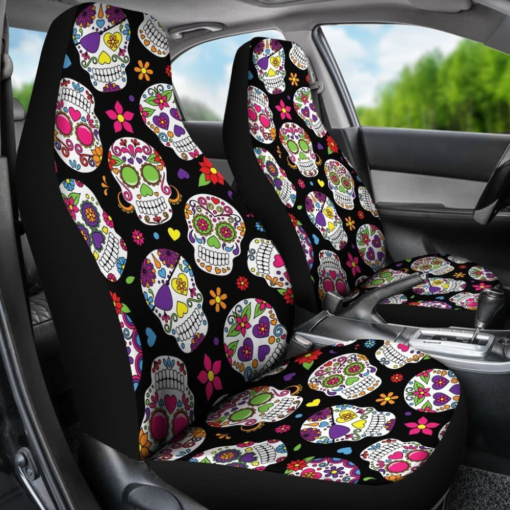Colorful Sugar Skull Car Seat Covers