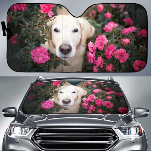 Golden Retriever Roses HdK Car Sun Shade