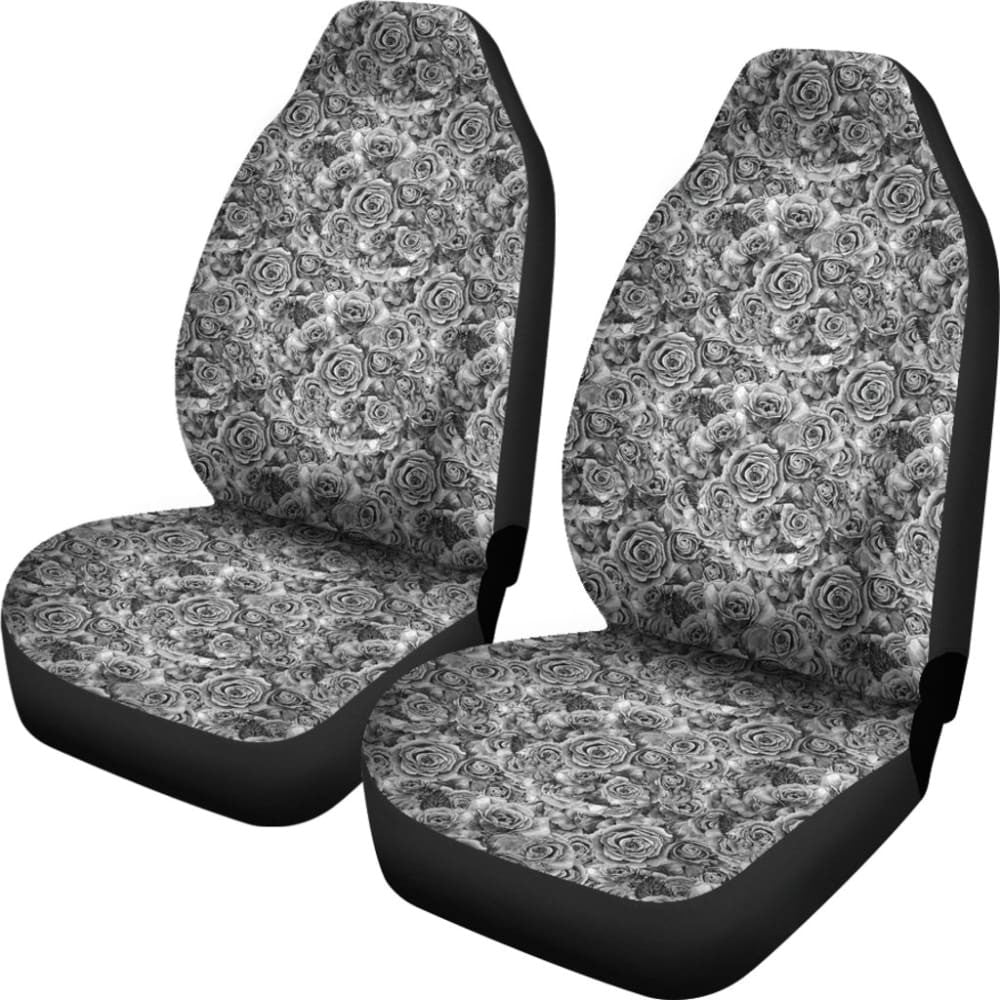 Rose Car Seat Covers Black White Roses Goth Gothic Emo Front Bucket Seats Suv Or Car