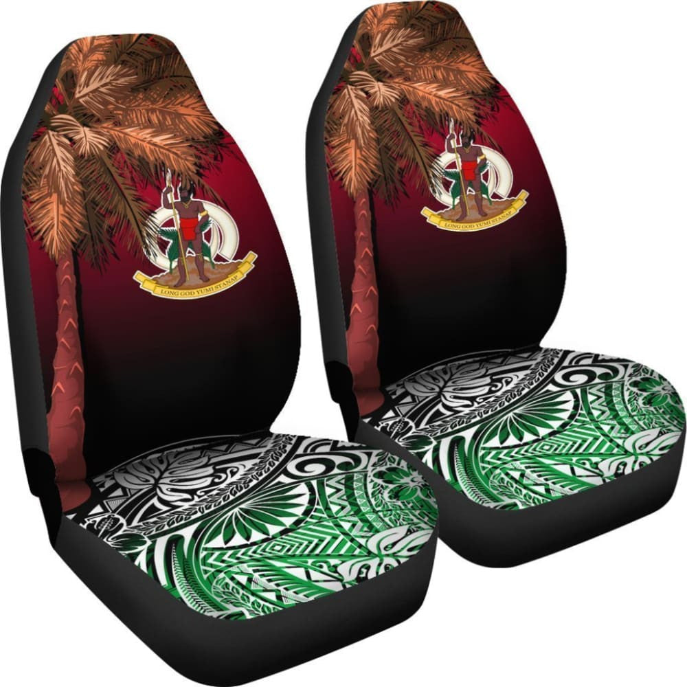 Vanuatu Car Seat Covers Polynesian Palm Tree Flag