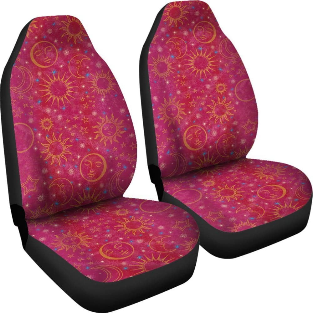 Pink Celestial Sun Moon Stars Car Seat Covers