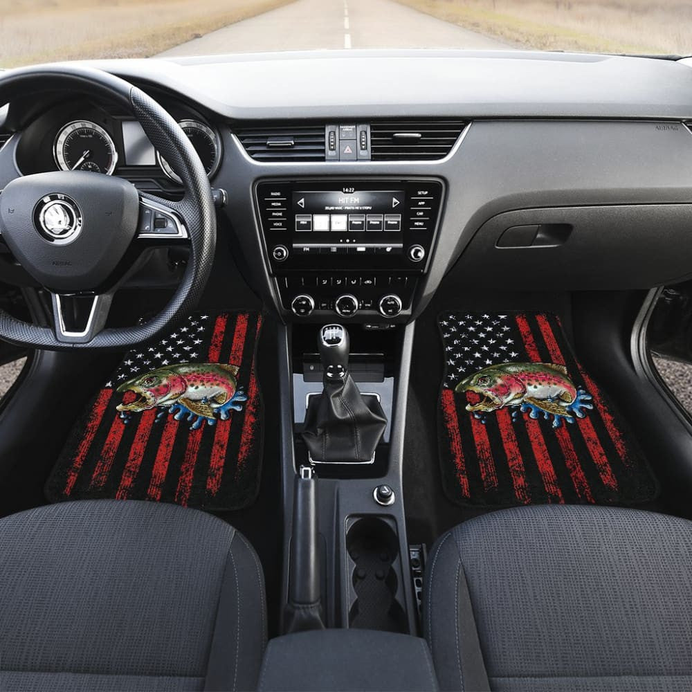 Brook Trout Fishing American Flag Car Floor Mats