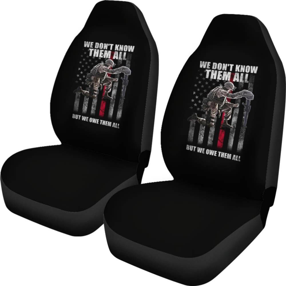American Flag Soldier We Don't Know Them All, But We Owe Them All Patriotic Car Seat Covers