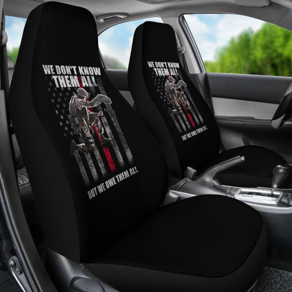 American Flag Soldier We Don't Know Them All, But We Owe Them All Patriotic Car Seat Covers